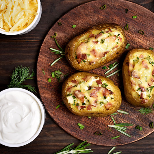 Pommes de terre farcies au jambon