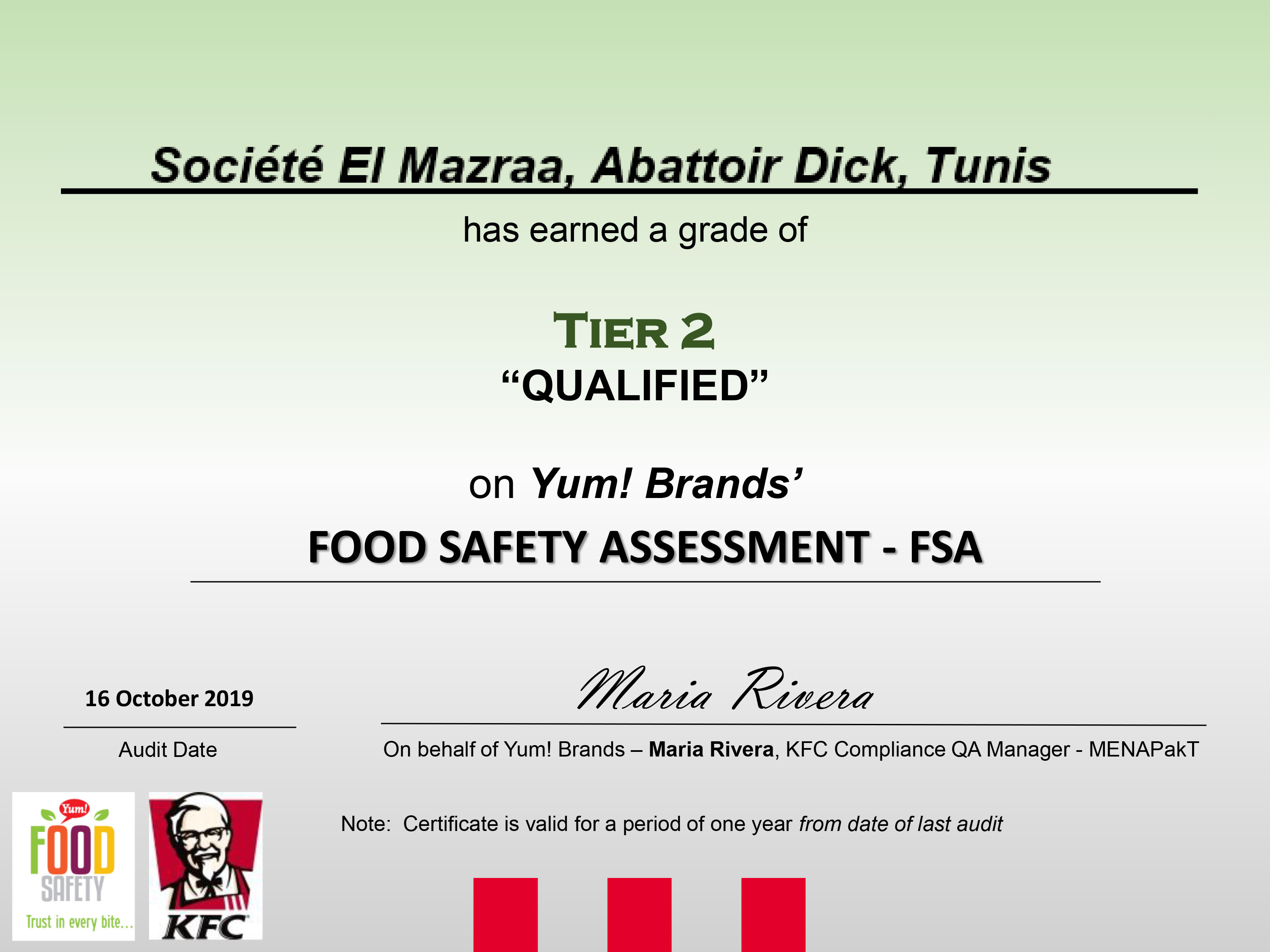 Grade of Tier 2 « Qualified » on Yum! Brands’